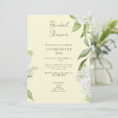 Elegante witte hortensia gele bruidsdouche kaart (Staand voorkant)
