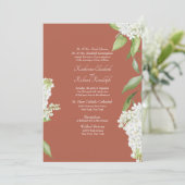 Elegante witte hortensia kaneel bruiloft kaart (Staand voorkant)