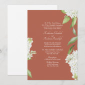 Elegante witte hortensia kaneel bruiloft kaart (Voorkant / Achterkant)