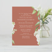 Elegante witte hortensia kaneel V bruiloft Kaart (Staand voorkant)