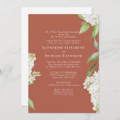 Elegante witte hortensia kaneel V bruiloft Kaart (Voorkant / Achterkant)