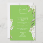 Elegante witte hortensia limoengroene bruidsdouche kaart (Voorkant)