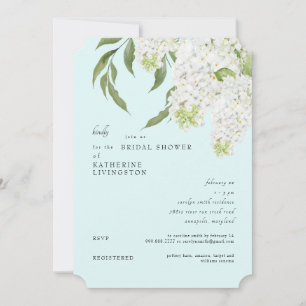 Elegante witte hortensia Seafoam bruidsdouche Kaart