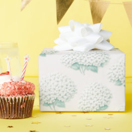 Elegante Witte Hortensia Teal Cadeaupapier