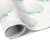 Elegante Witte Hortensia Teal Cadeaupapier (Rol Hoek)