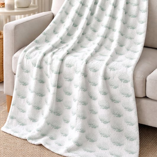 Elegante Witte Hortensia Teal Fleece Deken