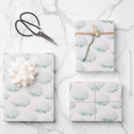 Elegante Witte Hortensia Teal Inpakpapier Vel
