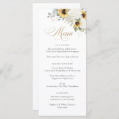 Elegante witte hortensia zonnebloemen bruiloft men menu (Voorkant / Achterkant)