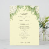 Elegante Witte Hortensia's Gele Trouwprogramma II Programmakaart (Staand voorkant)