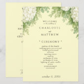 Elegante Witte Hortensia's Gele Trouwprogramma II Programmakaart (Voorkant / Achterkant)