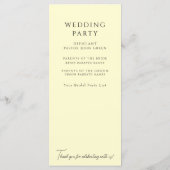 Elegante witte hortensia's gele trouwprogramma menu (Achterkant)