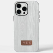 Elegante Witte Houten Graan Monogram Initialen Case-Mate iPhone Case (Achterkant)
