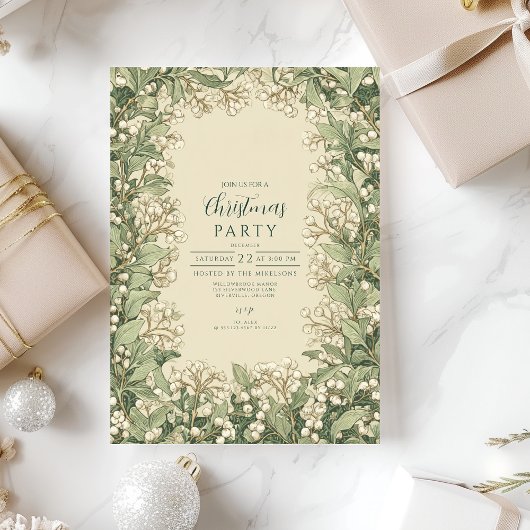 Elegante Witte Hulst Kerstmis Kaart