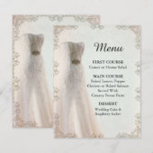 Elegante witte huwelijksmenu, trouwjurk kaart (Voorkant / Achterkant)