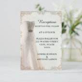 Elegante witte huwelijksreceptie, trouwjurk kaart (Staand voorkant)