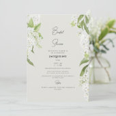 Elegante witte hydrangea beige bruidsdouche kaart (Staand voorkant)