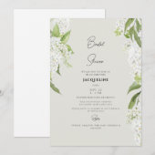 Elegante witte hydrangea beige bruidsdouche kaart (Voorkant / Achterkant)