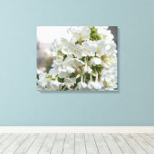 Elegante witte Hydrangea bloemschildering op canva Canvas Afdruk (Insitu (Houten vloer))