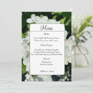 Elegante witte Hydrangea bruiloft Menu