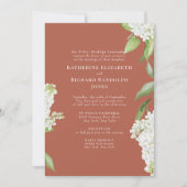 Elegante witte Hydrangea kaneel IV bruiloft Kaart (Voorkant)