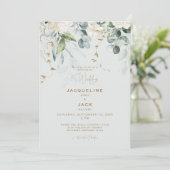 Elegante Witte Hydrangea Lichte Wijze Bruiloft Kaart (Staand voorkant)