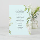 Elegante Witte Hydrangea Seafoam Bruiloft Kaart (Staand voorkant)