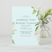 Elegante Witte Hydrangea Seafoam III Bruiloft Kaart (Staand voorkant)