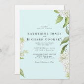 Elegante Witte Hydrangea Seafoam III Bruiloft Kaart (Voorkant / Achterkant)