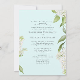 Elegante witte Hydrangea Seafoam V bruiloft Kaart