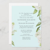 Elegante witte Hydrangea Seafoam V bruiloft Kaart (Voorkant / Achterkant)