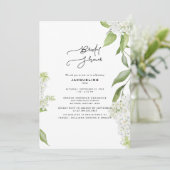 Elegante witte hydrangea witte bruidsdouche kaart (Staand voorkant)