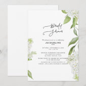 Elegante witte hydrangea witte bruidsdouche kaart (Voorkant / Achterkant)