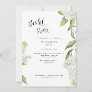 Elegante witte hydrangea witte bruidsdouche kaart