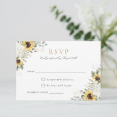 Elegante Witte Hydrangea Zonnebloemen Bruiloft RSV Kaart (Staand voorkant)