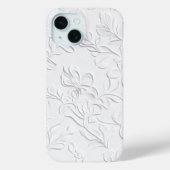 Elegante witte in reliëf gemaakte bloementelefoonh Case-Mate iPhone case (Achterkant)
