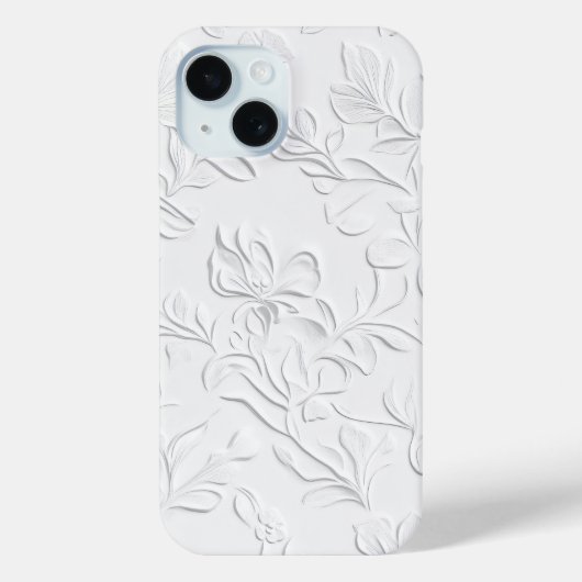 Elegante witte in reliëf gemaakte bloementelefoonh Case-Mate iPhone case (Achterkant)