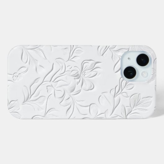 Elegante witte in reliëf gemaakte bloementelefoonh Case-Mate iPhone case (Achterkant (horizontaal))