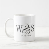 Elegante witte initiaal bruidsparen koffiemok (Links)