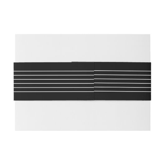 Elegante witte initialen en strepen zwart bruiloft uitnodigingen wikkel (Achterkant Voorbeeld)