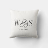 Elegante witte initiële huwelijksparen kussen (Achterkant)