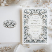 Elegante witte iris bruiloft faux reliëf ontwerp kaart