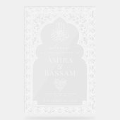 Elegante witte islamitische boog koppels bruiloft acryl bord (Voorkant)
