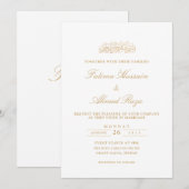 Elegante witte islamitische bruiloft kaart (Voorkant / Achterkant)