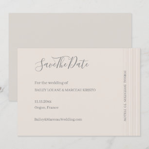 Elegante witte ivoor gestreepte Save The Date-huwe Kaart