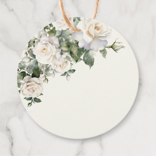 Elegante witte ivoor Rozen bloemenbruiloft bruids Bedankjes Labels (Achterkant)