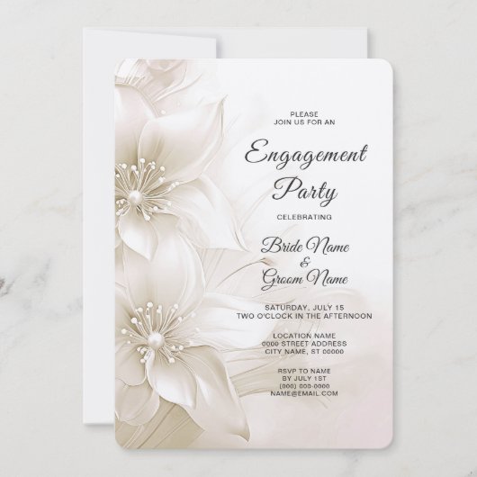 Elegante witte ivoorbloemen trouwuitnodiging kaart (Voorkant)