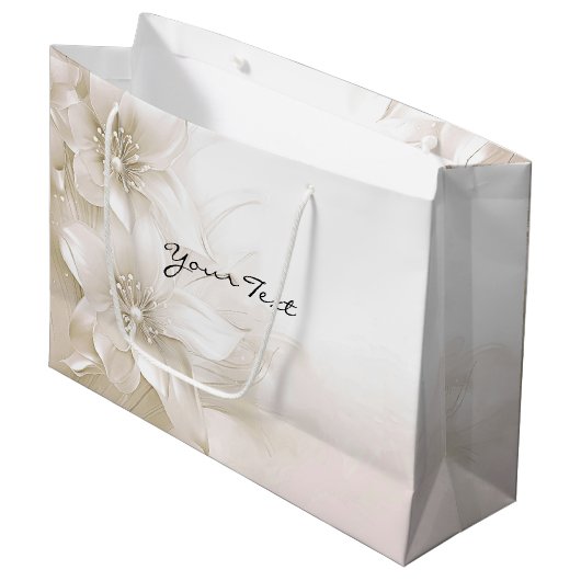 Elegante witte ivoorkleurige bloemen cadeautas (Voorkant Gekanteld)