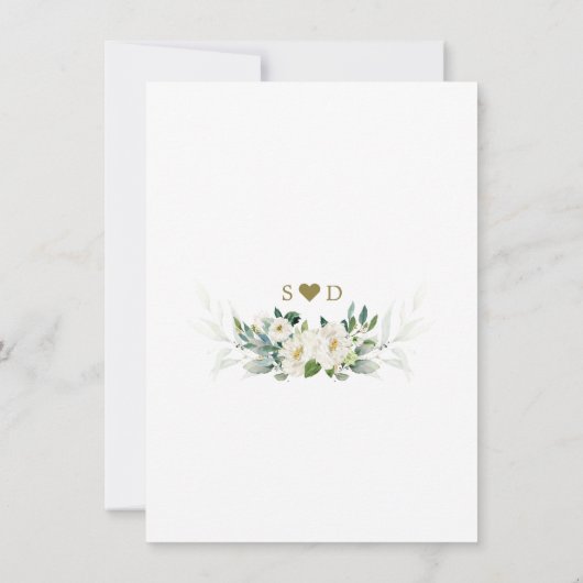 Elegante witte ivoorkleurige bloemen gouden trouwr kaart (Achterkant)