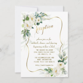 Elegante witte ivoorkleurige bloemen gouden trouwr kaart