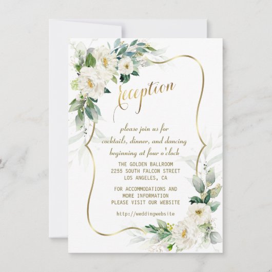 Elegante witte ivoorkleurige bloemen gouden trouwr kaart (Voorkant)